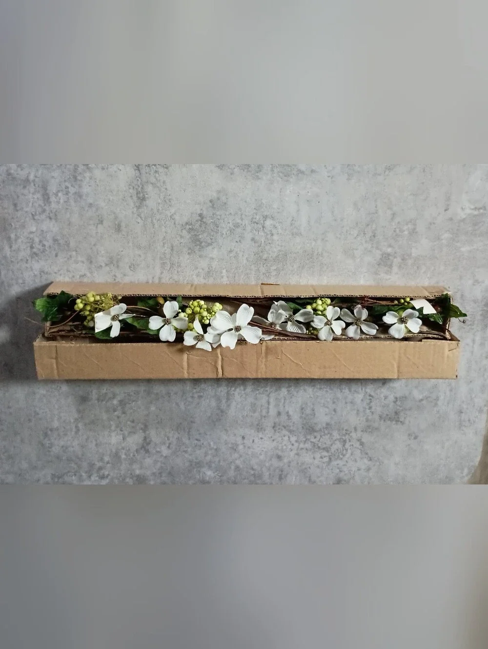 Home Interiors White Faux Dogwood Garland Pair